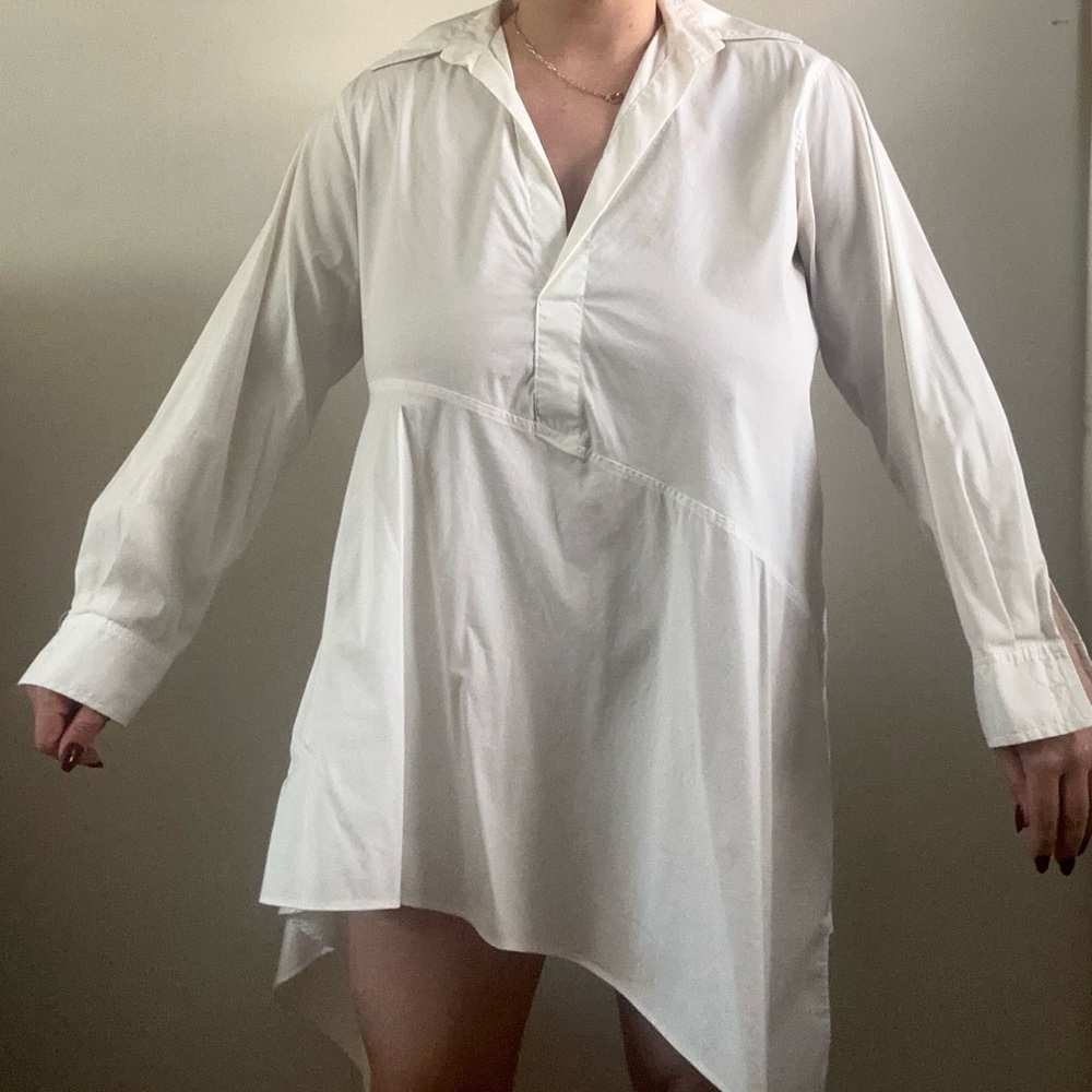 Zara White Asymmetrical Dress/Long Top